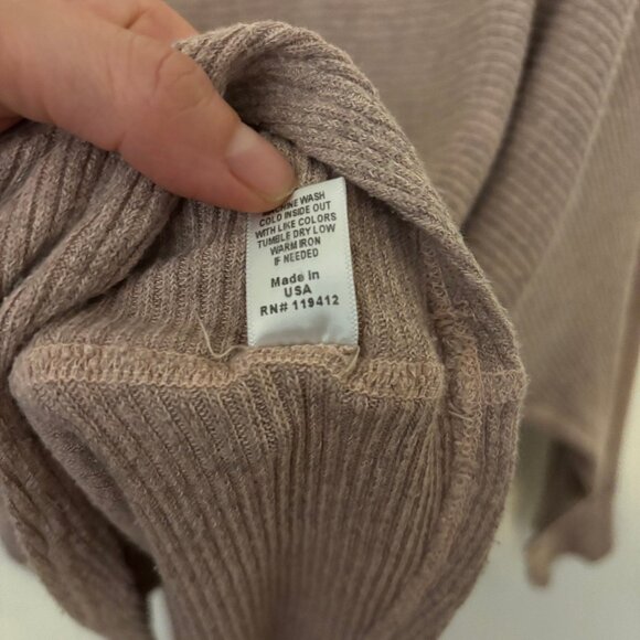 Monrow  Waffle Knit Dolman Top Taupe Women’s Made in USA - Picture 7 of 7